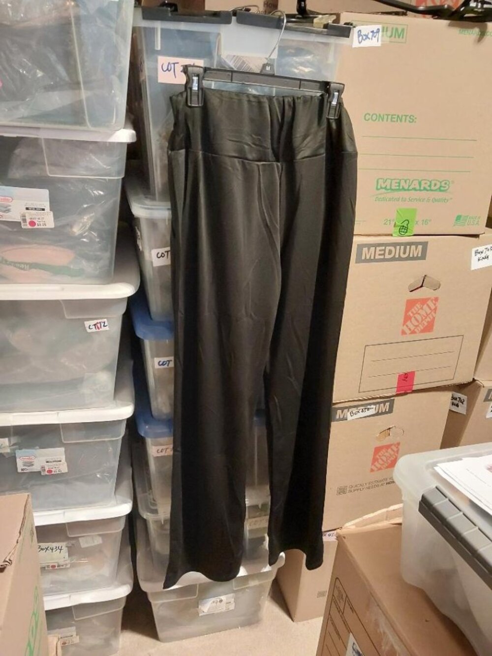 NEW ! High Waisted Wide Leg Yoga Pant Wide Elastic Waistband Side Pocket Blk SzM